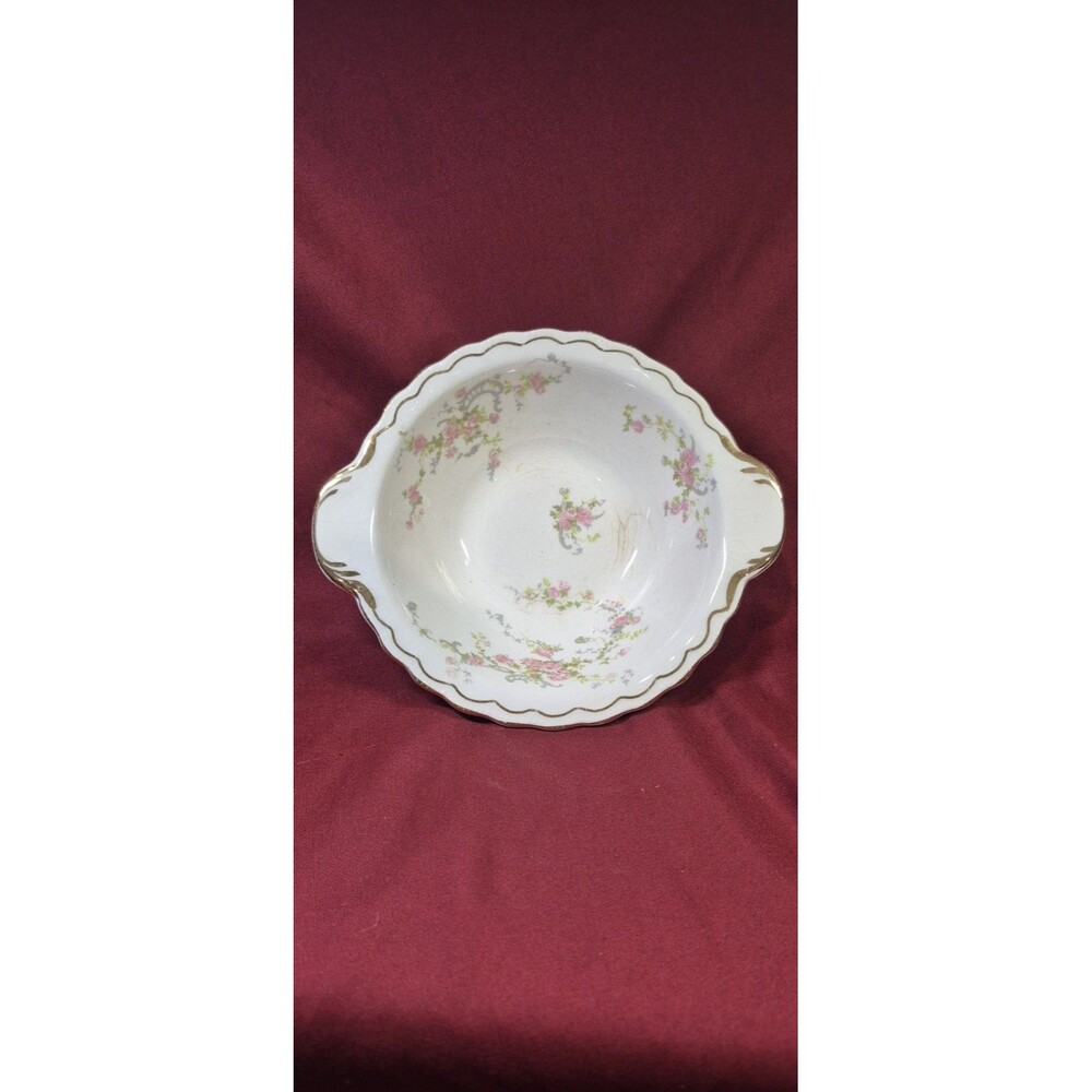 Vintage Pope Gosser China Blue Belle Sterling Lugged Handled Serving Bowl 1941